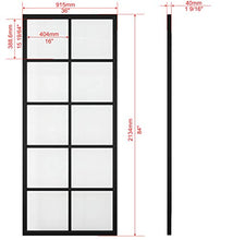 Load image into Gallery viewer, JUBEST Double Barn Door 72 x 84 in with 13FT Hardware Kit, 2 Sets of 36x84 in Clear Tempered Glass Aluminum Frame Barn Door,Pocket Interior Door, Easy Assembly，Black Top-Mounted Hardware
