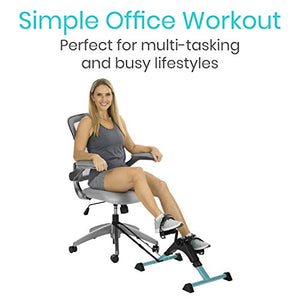 Vive Desk Bike Cycle - Foot Pedal Exerciser - Foldable Portable Foot, Hand, Arm, Leg Exercise Pedaling Machine - Folding Mini Stationary Bike Pedaler, Fitness Rehab Gym Equipment (Teal)
