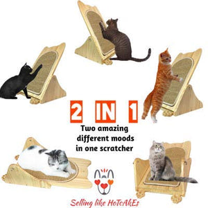 Cat- Like Scratching Board, Scratcher Resting Lounge & Scratch Pad with a Free Superior Refill Natural Sisal Mat for Large Adult Indoor House Cats & Little Kittens; Horizontal & Incline Vertical Moods