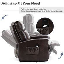 Load image into Gallery viewer, Lift Recliner Chair, Bonzy Home Overstuffed Lift Chairs for Elderly with Remote, 3 Position &amp; Side Pocket, Power Reclining Chair for Living Room Home Theater Seating, Faux Leather, Brown
