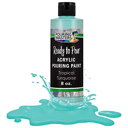 Load image into Gallery viewer, Pouring Masters Tropical Turquoise Acrylic Ready to Pour Pouring Paint – Premium 8-Ounce Pre-Mixed Water-Based - for Canvas, Wood, Paper, Crafts, Tile, Rocks and More