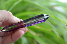 Load image into Gallery viewer, Keren (smart) Clear Purple Siberian Synthetic Crystal Lab Grown Quartz 12 Sided 3.54 Inch Facet Vogel Style Double Termination Wand Point Reiki Healing
