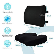 Load image into Gallery viewer, Coccyx Seat Cushion &amp; Lumbar Support Pillow for Office Chair, Car, Wheelchair Memory Foam Chair Cushion for Sciatica, Lower Back &amp; Tailbone Pain Relief Desk Pad with Adjustable Strap 3D Washable Cover
