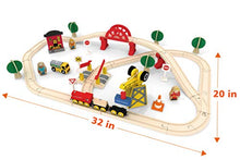 Load image into Gallery viewer, 60 Pcs Crane Train Set-Wooden Tracks &amp; Exclusive Crane &amp; Trains- Fits Thomas, Chuggington, Melissa- Gift Packed Toy Railway Kits- Kids Friendly Building Toy for 3+ Years Old Girls &amp; Boys
