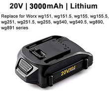 Load image into Gallery viewer, 2Pack 20v 3.0Ah Replacement Lithium Battery for Worx 20Volt WA3520, WA3525 WG151s, WG155s, WG251s, WG255s, WG540s, WG545s, WG890, WG891
