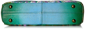 Anna by Anuschka Women's Genuine Leather Medium Multi-Compartment Crossbody | Hand Painted Original Artwork | Midnight Peacock
