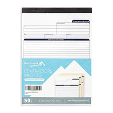Load image into Gallery viewer, Blue Summit Supplies Contractors Invoice Book, 3 Part Carbonless Forms with White, Yellow, and Pink Copies, Work Order Receipt Book with Blank Invoice Sheets, 8-3/8 x 11-5/8 inch, 50 Pack
