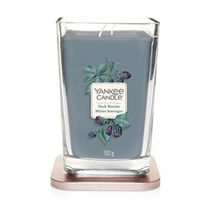 YANKEE CANDLE Elevation Coll. W/PLT Lid - Large Square Candle with 2 Large Wick Dark Berries 1591073E