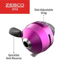 Load image into Gallery viewer, Zebco 202 Spincast Reel and Fishing Rod Combo, 5-Foot 6-Inch 2-Piece Fishing Pole, Size 30 Reel, Right-Hand Retrieve, Pre-Spooled with 10-Pound Zebco Line, Includes 27-Piece Tackle Kit, Pink
