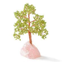 Load image into Gallery viewer, KALIFANO Premium Natural Peridot (414 Gemstone Count) Chakra Crystal Tree with Rose Quartz Base with Healing Properties - Bonsai Feng Shui Money Tree for Peace, Tranquility, and Good Luck
