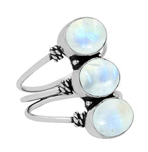 Load image into Gallery viewer, Moonstone Ring Size 5 925 Silver Overlay Vintage Style Handmade Jewelry
