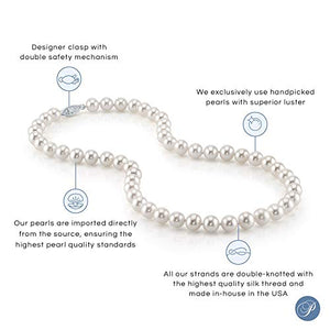 THE PEARL SOURCE 6.5-7mm AAA Quality Round White Freshwater Cultured Pearl Necklace for Women in 18" Princess Length