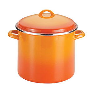 Rachael Ray Enamel on Steel Stock Pot/Stockpot with Lid - 12 Quart, Orange