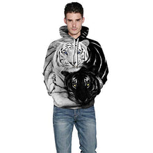 Load image into Gallery viewer, TAKUSHI HF Unisex Fashion Galaxy 3D Digital Printed Pullover Hoodies Hooded Sweatshirts for Sport and Party(Black and White Tiger,S/M)
