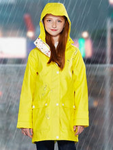 Load image into Gallery viewer, maoo garden Girls Rain Jacket Lightweight Waterproof Raincoat Hooded Cotton Lined Long Windbreaker 806 Yellow 5-6Y
