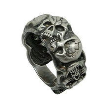 Load image into Gallery viewer, Silver 925 Custom Made Scull Band Masonic Memento mori Mens Biker Ring
