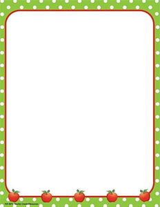 Teacher Created Resources Apples and Dots Computer Paper, Lime Border (4873)