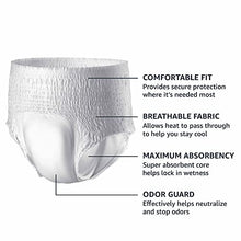 Load image into Gallery viewer, Amazon Basics Incontinence Underwear for Men and Women, Overnight Absorbency, Large, 56 Count, 4 Packs of 14 (Previously Solimo)
