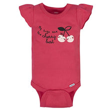 Load image into Gallery viewer, Gerber Baby Girls 4-Pack Short Sleeve Onesies Bodysuits, Pink Cherry, 0-3 Months
