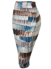 Load image into Gallery viewer, MBJ WB1304 Womens Print Midi Pencil Skirt M Teal_Brown
