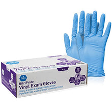 Load image into Gallery viewer, Med PRIDE NitriPride Nitrile-Vinyl Blend Exam Gloves, Large 100 - Powder Free, Latex Free &amp; Rubber Free - Single Use Non-Sterile Protective Gloves for Medical Use, Cooking, Cleaning &amp; More
