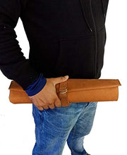 Load image into Gallery viewer, chef knife bag |Travel-Friendly Chef Knife Wrap Bag | Genuine Leather Knife Roll | Storage Bag Handles Carry Case Kitchen | travel bag knives holder | for professional Chefs | KB006 (Crunch Brown)
