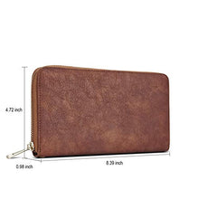 Load image into Gallery viewer, CLUCI Wallet Women Large Capacity Leather Designer Zipper Around Card Ladies Phone Clutch Wristlet Billfolds Two-tone Brown
