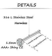 Load image into Gallery viewer, Tornito 100Pcs Stainless Steel Bone Nose Studs Hoop Nose Rings Set Multicolor Cubic Zirconia Hoop Tragus Cartilage Nose Ring Labret Nose Piercing Pin Jewelry for Women Men 1.5mm 22G
