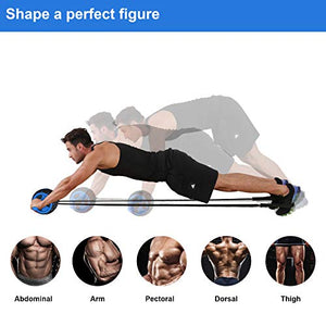 Abs Wheel Roller for Abs Exercise Workout Fitness -Ab Wheel Roller with Resistance Band and Jump Rope -Perfect Home Gym Equipment for Men Women Abdominal Exercise-Blue