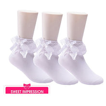 Load image into Gallery viewer, 3 Pack Little Girls Cotton Lace Ruffle Princess Style Dress Socks(2T-12T)
