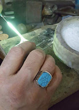 Load image into Gallery viewer, Handmade 925K Sterling Silver Mens Ring With Howlite Turquoise Stone RP1257

