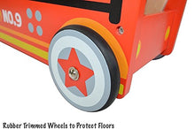 Load image into Gallery viewer, Pidoko Kids Ride On Fire Truck - Wooden Push and Pull Walker Cart - Balance Wagon Toy for Toddlers Boys &amp; Girls age 18 Months and up
