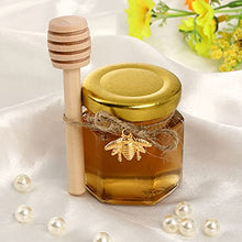 Load image into Gallery viewer, 1.5 oz Hexagon Mini Glass Honey Jars -30Pack Honey Jars with Wood Dipper, Gold Lid, Bee Pendants, Jutes - Perfect for Baby Shower, Wedding Favors, Party Favors

