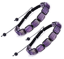 Load image into Gallery viewer, HESHPAWS 2 Pack Genuine Amethyst Adjustable Bracelets for Women Men,Crystal Healing Stones Bracelets,Supernatural Reiki Stones Bead Bracelets, Natural Stone Braided Bracelets (Amethyst)
