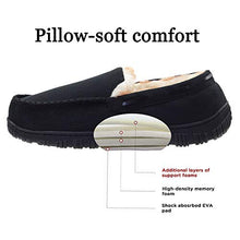 Load image into Gallery viewer, LseLom Moccasins Slippers for Men Memory Foam Indoor Outdoor No-Skid House Shoes Fleece Warm Bedroom Slippers Mens Moccasins Size 8 US Black
