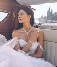 Load image into Gallery viewer, Florideco Wedding Bridal Jewelry Set for Women Rhinestone Necklace Bracelet Earrings Set Bridesmaid Crystal Jewelry
