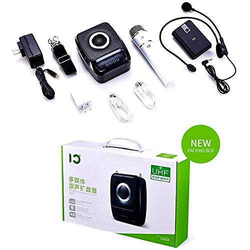 Winbridge S92 25 Watts Mini Portable Rechargeable Voice Amplifier Pa System Speaker with Two Microphones UHF Compact Handheld and Wireless Headset Mic for Karaoke, Teachers, Tour Guides, Trainers
