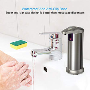 Automatic Soap Dispenser, Apanage Soap Dispenser Equipped Stainless Steel w/Infrared Motion Sensor Upgraded Waterproof Base for Bathroom & Kitchen