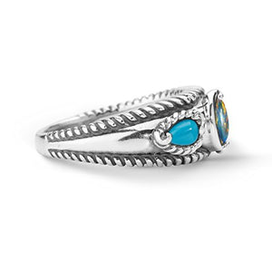 Carolyn Pollack Sterling Silver Sleeping Beauty Turquoise Opal Triple Band Ring, size 8
