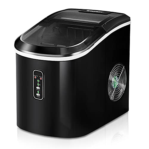 Euhomy Ice Maker Machine Countertop, 26 lbs in 24 Hours, 9 Cubes Ready in 6 Mins, Electric Ice Maker and Compact Potable Ice Maker with Ice Scoop and Basket. Perfect for Home/Kitchen/Office.(Silver)