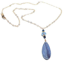 Load image into Gallery viewer, Ice Blue Kyanite Flat Teardrop Chain Necklace Sterling Silver or Gold-Filled
