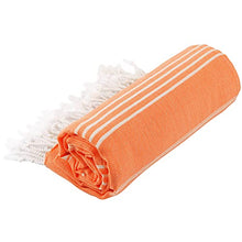 Load image into Gallery viewer, Cacala Turkish Bath Large Luxury Beach Highly Absorbent Quick and Easy Dry Soft and Comfortable Shower Towels for Bathroom, Spa, Pool 100% Organic Cotton Pure Series, 37" x 70", Orange
