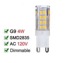 Load image into Gallery viewer, G9 LED Bulb Dimmable 4W, 40 Watt T4 G9 Halogen Equivalent, 120V No-Flicker, Chandelier Lighting 450LM (6 Pack) (Warm White 3000K)
