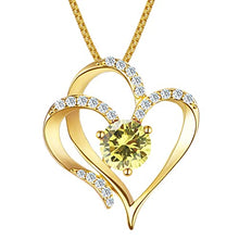 Load image into Gallery viewer, RIVIKO Love Heart Necklace For Women 925 Sterling Silver Gold Plated Zirconia August Birthstone Pendant Necklaces for Mother Wife Girls Sister Birthday Christmas Valentine's Day Mothers Day Jewelry Gift with Box
