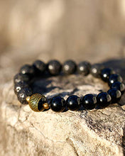 Load image into Gallery viewer, Lightock Lava Rock Couples Bracelets Feng Shui Black Obsidian Wealth Essential Oil Diffuse for Women Men Stretch Attract Good Luck and Wealth(2pcs)

