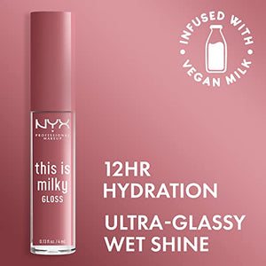 NYX PROFESSIONAL MAKEUP This Is Milky Gloss, Vegan Lip Gloss, 12 Hour Hydration - Cherry Skimmed (Dusty Pink Mauve)