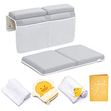 Load image into Gallery viewer, Bath Kneeler and Elbow Rest Pad, 1.75 inch Extra Thick Baby Bath Kneeling Pad and Elbow Pad for Bathtub. Bath Tub Elbow Pad with Infant Toy and Baby Accessories Organizer, Grey
