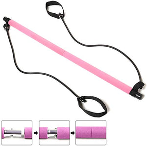 Artoflifer Exercise Resistance Band Yoga Pilates Bar Kit Portable Pilates Stick Muscle Toning Bar Home Gym Pilates with Foot Loop for Total Body Workout (Pink)