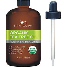 Load image into Gallery viewer, Organic Tea Tree Essential Oil - Huge 4 FL OZ - 100% Pure &amp; Natural – Premium Natural Oil with Glass Dropper (Tea Tree Oil, 4 fl oz)
