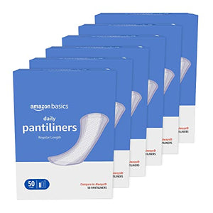 Amazon Basics Daily Pantiliner, Regular Length, 300 Count, 6 Packs of 50 (Previously Solimo)